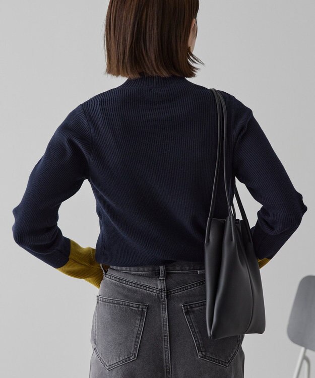 AMERICAN HOLIC バイパチ袖配色リブプルオーバー Dark Navy