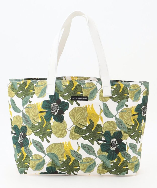 YUSHI R.C- TOTEBAG　ボタニカル柄　トートバッグ ホワイト