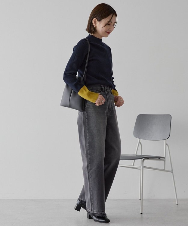 AMERICAN HOLIC バイパチ袖配色リブプルオーバー Dark Navy