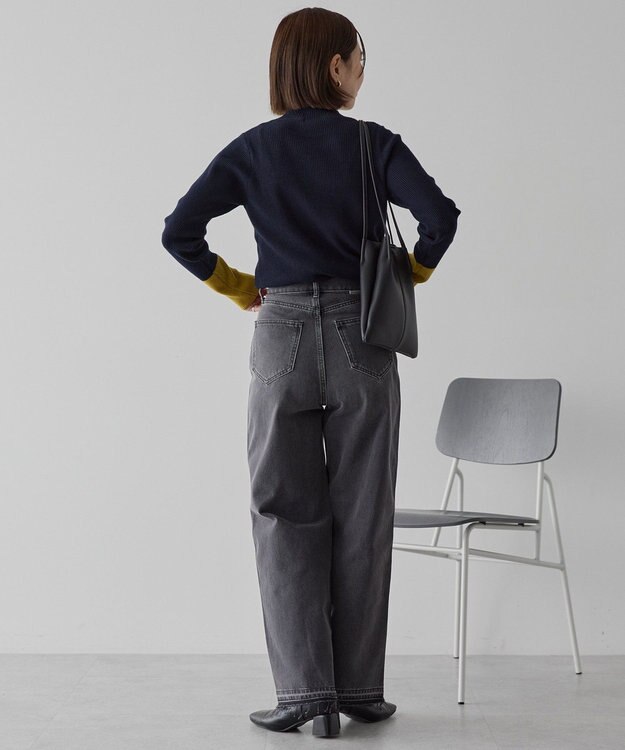 AMERICAN HOLIC バイパチ袖配色リブプルオーバー Dark Navy