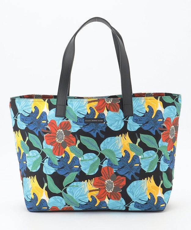 YUSHI R.C- TOTEBAG　ボタニカル柄　トートバッグ ブラック