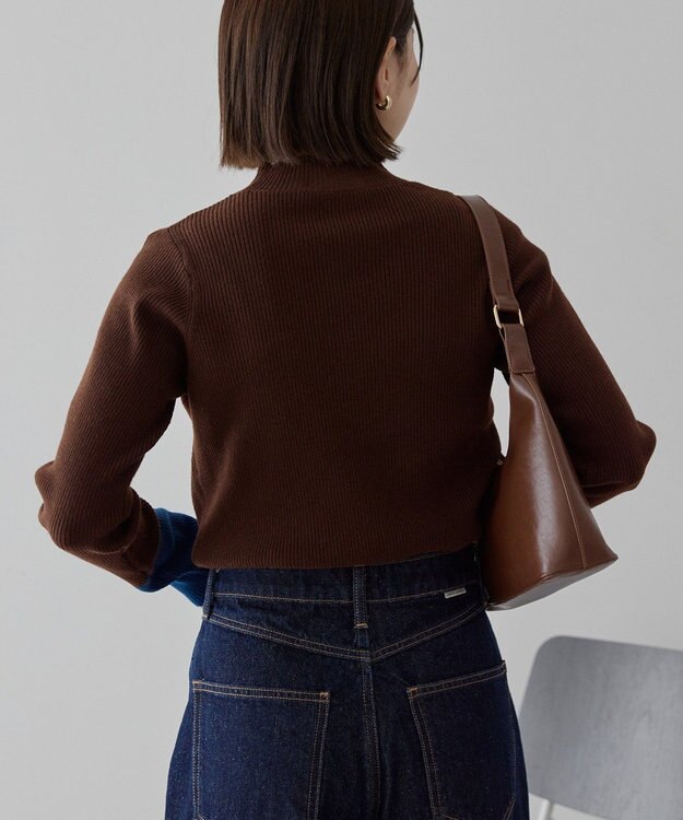 AMERICAN HOLIC バイパチ袖配色リブプルオーバー Brown