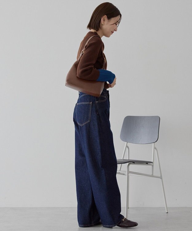 AMERICAN HOLIC バイパチ袖配色リブプルオーバー Brown