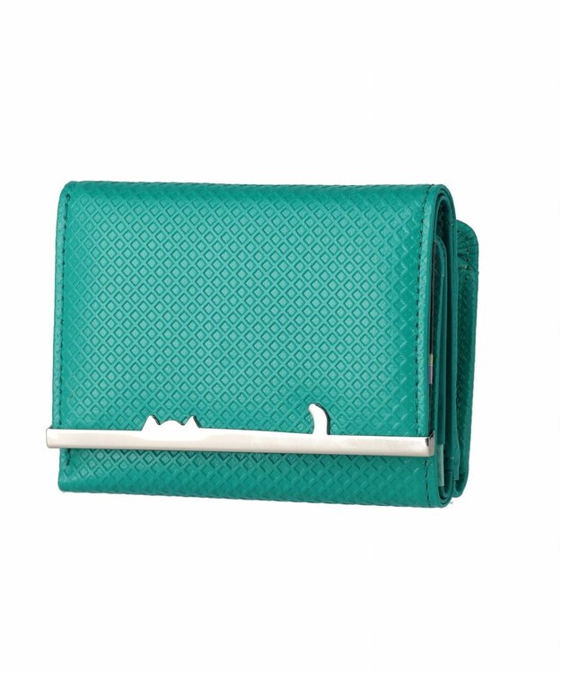 tsumori chisato CARRY クロスエンボス 3つ折りミニ財布 グリーン