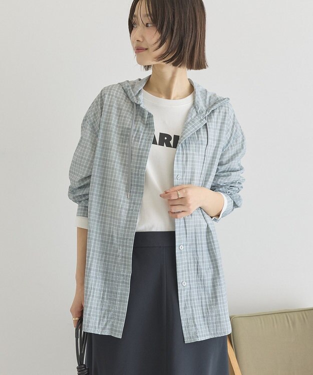 AMERICAN HOLIC ナイロンフーディーシャツ Check