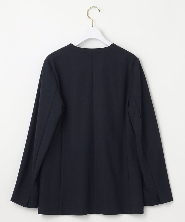 ANY SIS 【洗える】ノーカラーライト ジャケット ネイビー