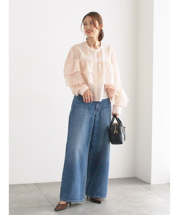 Te chichi シアーフリルティアードブラウス ピンク