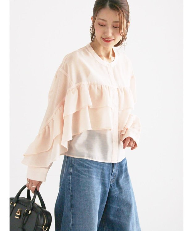 Te chichi シアーフリルティアードブラウス ピンク
