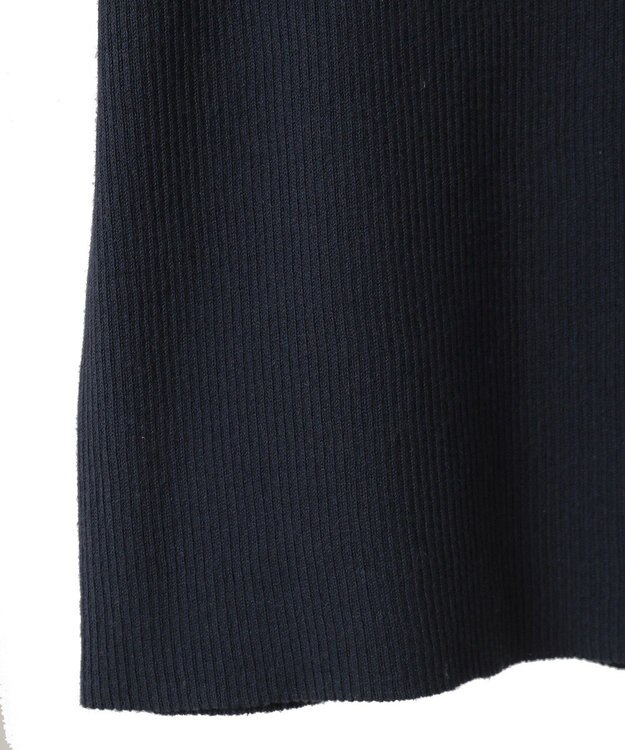 AMERICAN HOLIC 袖口バイカラー半袖ニットプルオーバー Navy