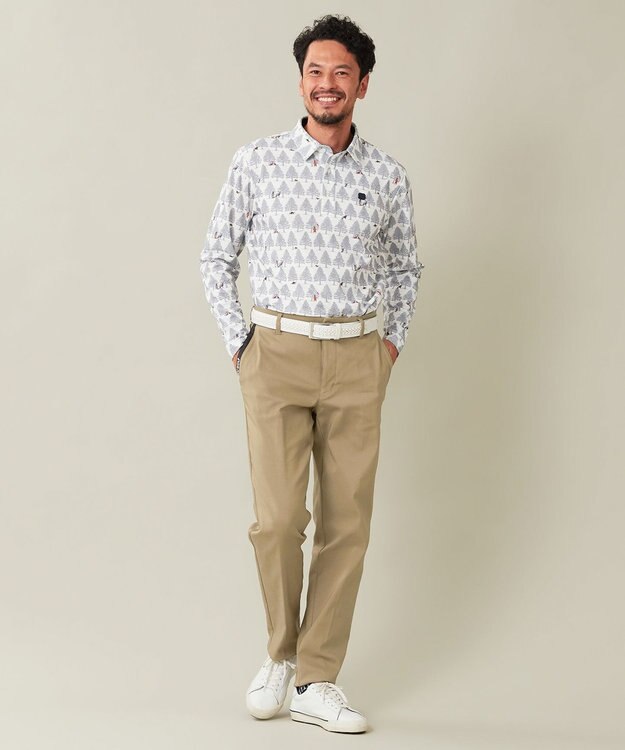 23区GOLF 【MEN】白夜ゴルフ柄 長袖シャツ ホワイト系5