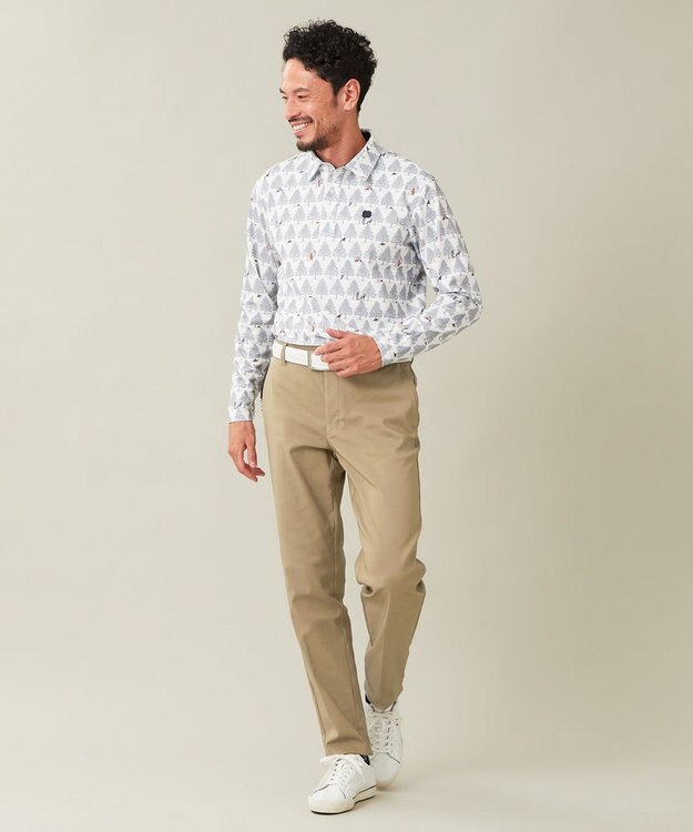 23区GOLF 【MEN】白夜ゴルフ柄 長袖シャツ ホワイト系5