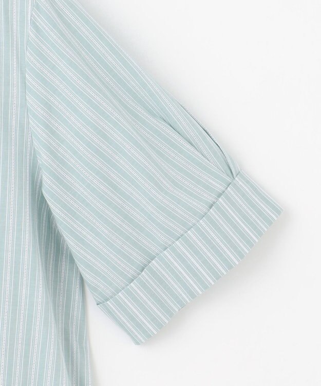 J.PRESS LADIES 【洗える】BEZ 空羽ストライプ クルーネック ブラウス アクアグリーン系