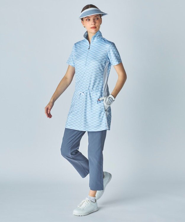 FILA GOLF／marie claire 【Marie claire sports】ロゴ柄ハーフジップチュニック ライトブルー