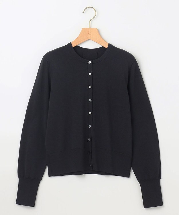 組曲 L 【6色展開・UVケア】クルーネックモダンカーディガン ブラック系