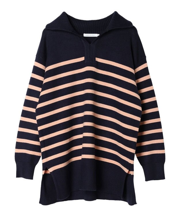 AMERICAN HOLIC バイパチ衿付きニットチュニック Navy