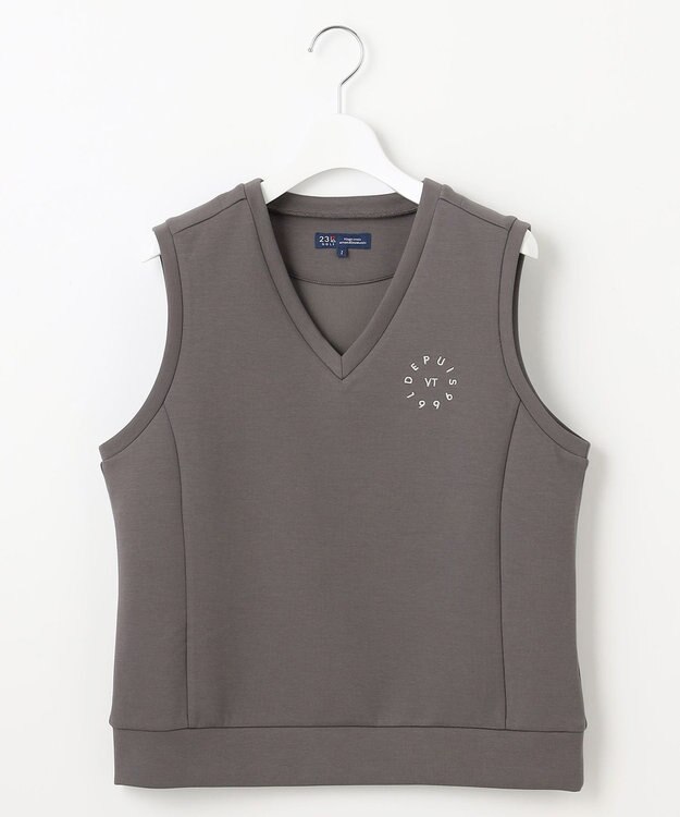 23区GOLF 【WOMEN/EC限定】ワンポイント ジャージー ベスト ロングシーズン使える 温度調節に最適 グレー系