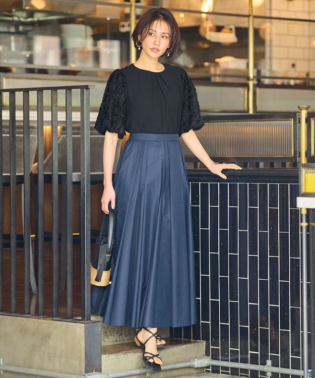 自由区 【洗える・XSサイズあり】ファニースリーブ ブラウス ブラック系