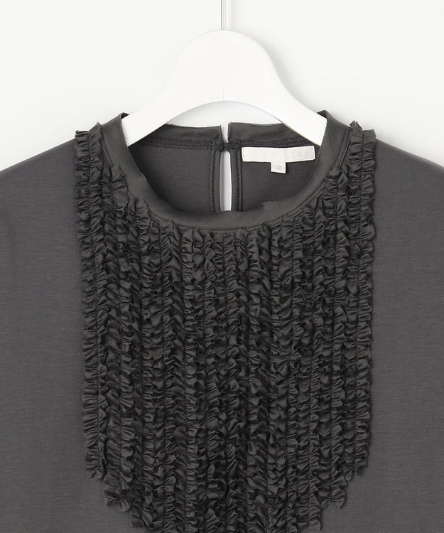 自由区 L 【接触冷感・UVカット・洗える】ベビーフリル Tシャツ スレート