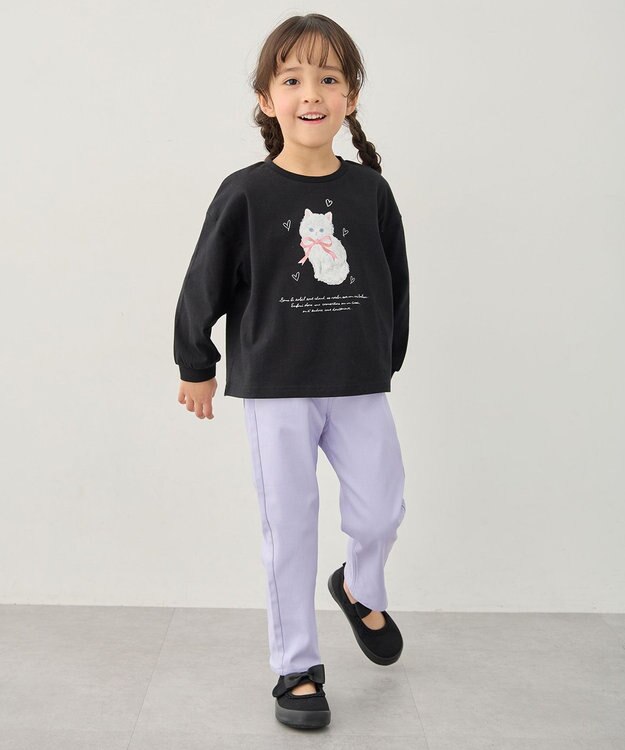 ANY KIDS 【綿100%】ネコアソート 長袖Tシャツ ブラック