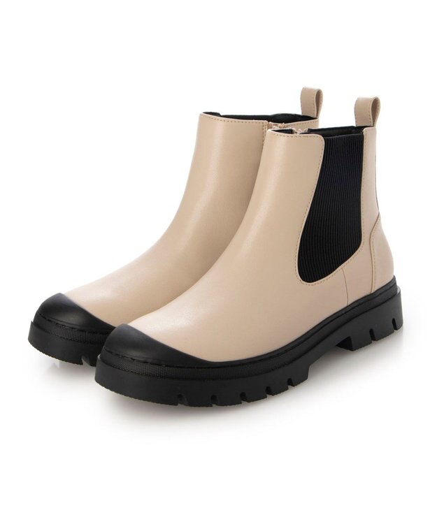 ing <ing>【レイン対応】ラバートゥサイドゴアブーツ ライトベージュ