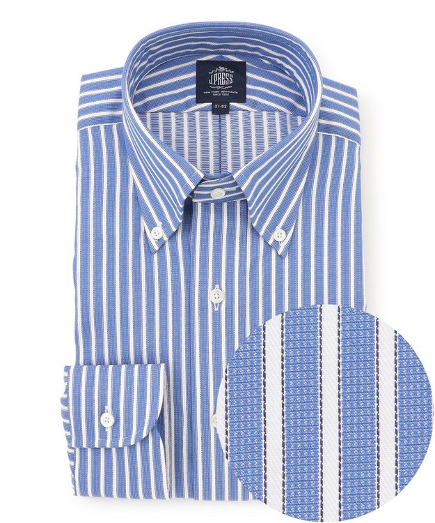 J.PRESS MEN 【PREMIUM PLEATS / 形態安定】スーピマコットンパナマストライプ シャツ / B.D. ネイビー系1