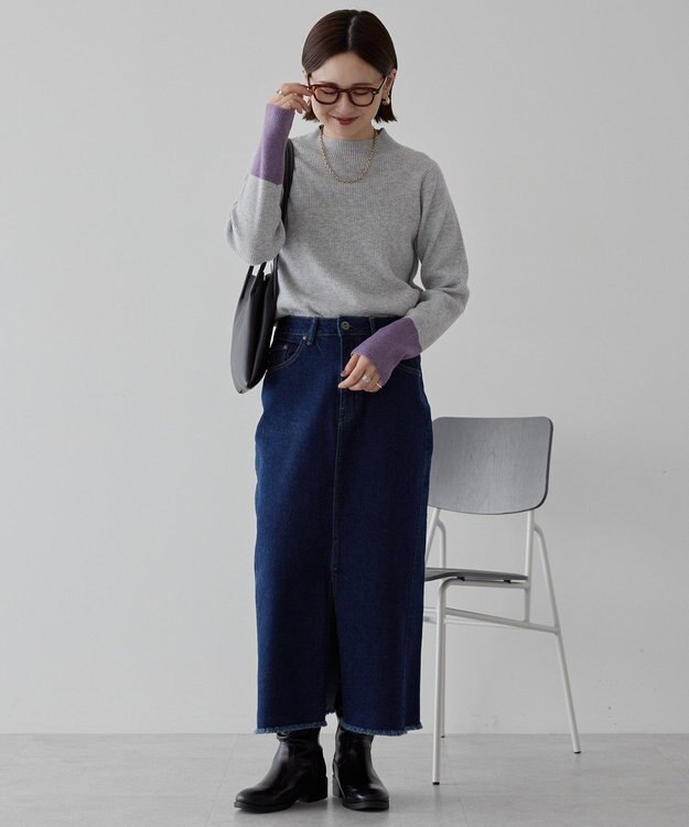 AMERICAN HOLIC バイパチ袖配色リブプルオーバー Light Gray