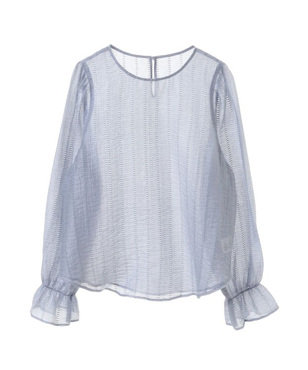 earth music&ecology キャンディースリーブシアーブラウス Grayish Blue
