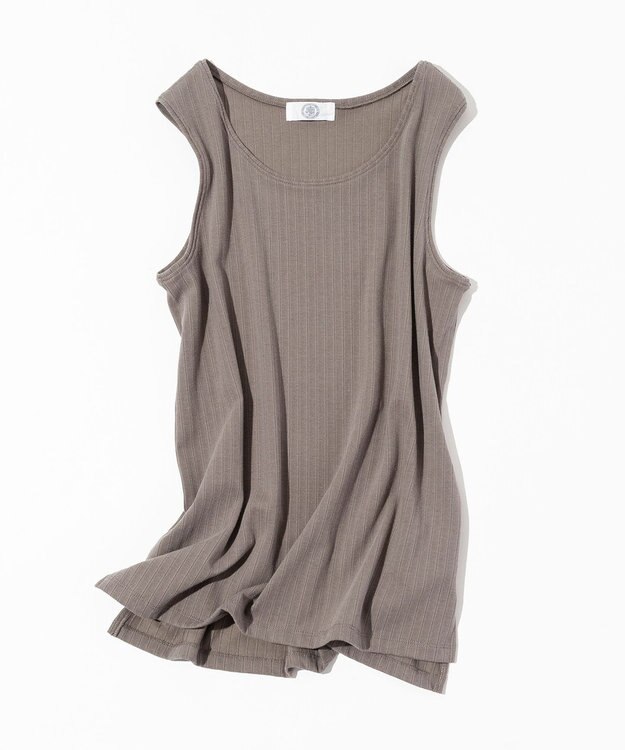 J.PRESS LADIES L ワイドリブジャージー ノースリーブ カットソー モカ系