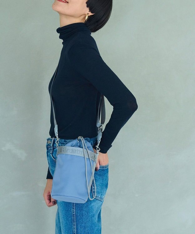 TOPKAPI 【Breath TOPKAPI】ナイロン ロゴテープ バケツ 巾着 ショルダー バッグ ブルーグレー
