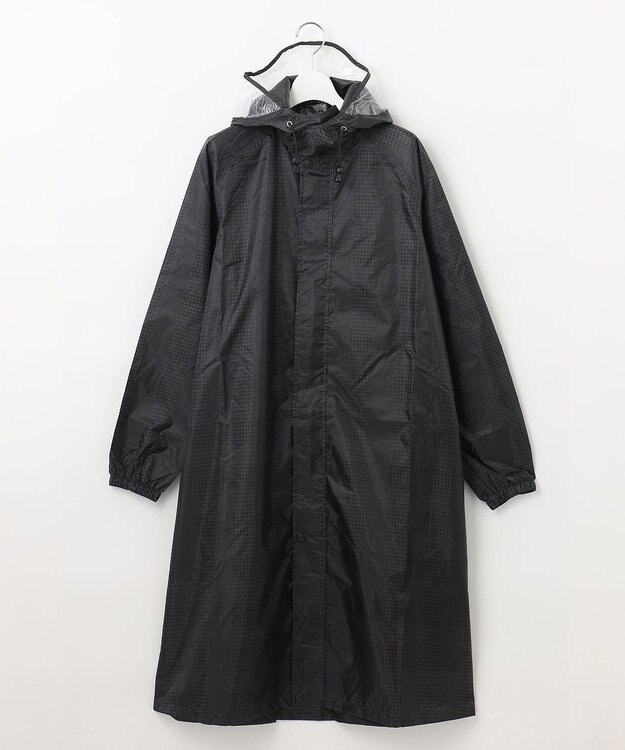 MOONBAT FLAT PURE レインコート チェック柄 リュック対応 ユニセックス 収納袋付き チャコールグレー