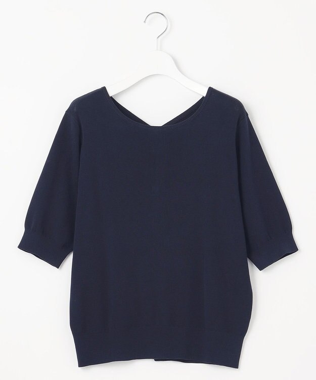 自由区 【WEB限定・洗える・XSサイズあり】ハイツイストコットンアセテートニットセットアップ ワンピース ネイビー系