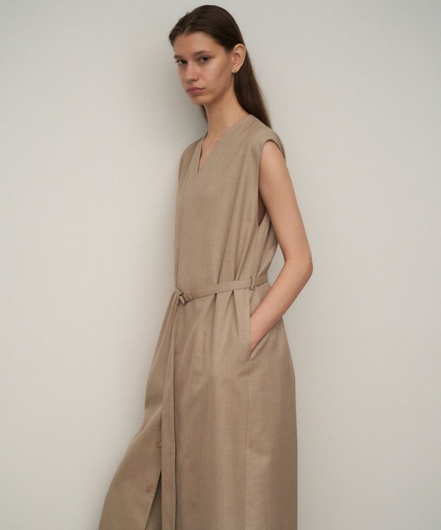 ATON WOOL SILK TWILL | ジレドレス TOP BEIGE