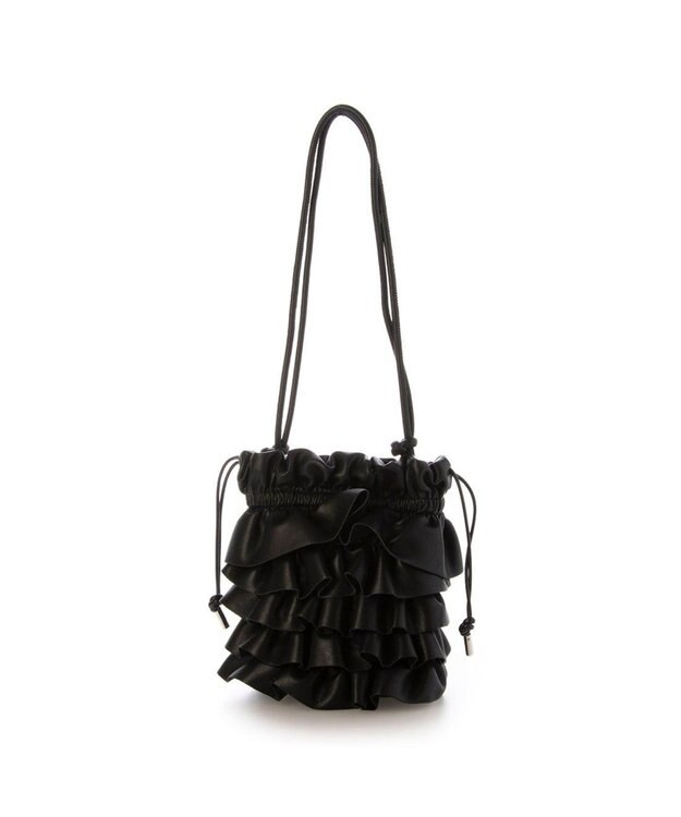 UNBILLION 【テレビ ドラマ着用アイテム】カシュカシュ cachecache / フリルギャザースマホショルダーバッグ ブラック