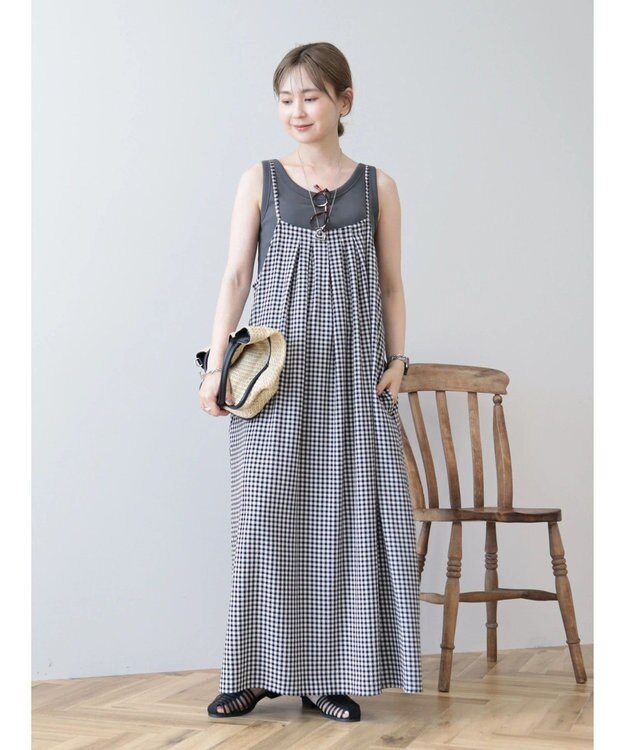 AMERICAN HOLIC ギンガムサッカーキャミワンピース Off White