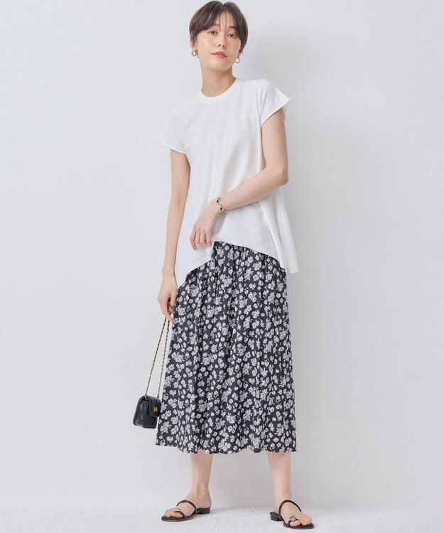 組曲 L 【新色追加】ギャザーライトデシン パンツ スプレーブラック系5