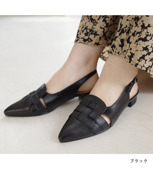 Pointer 日本製 本革グルカ風ミュール ブラック