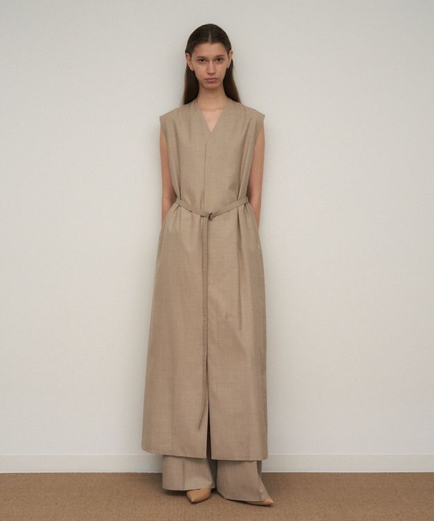 ATON WOOL SILK TWILL | ジレドレス TOP BEIGE