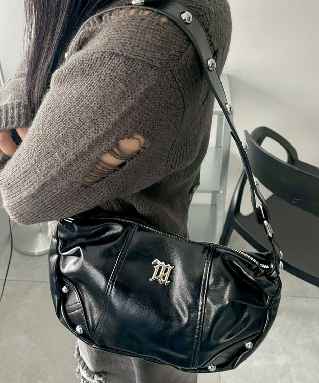 WEGO メタルパーツハーフムーンバッグ ブラック