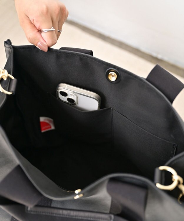 Hekhèr Le Style de Vie 【日本製 / A4サイズ対応 / 2WAY】PUコートコットンキャンバス トートバッグ large ブラック