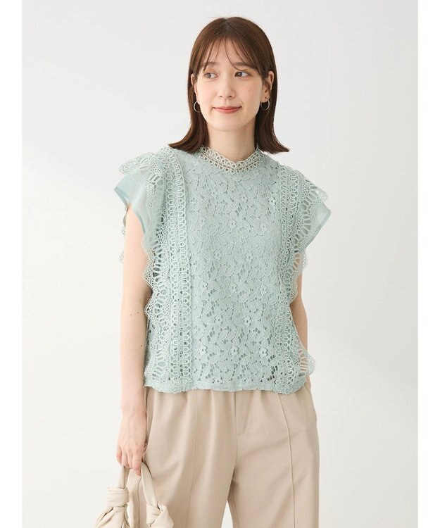 Green Parks ・Ｐｅｔｉｔ　Ｆｌｅｕｒ　フレンチレーシ－ブラウス Mint Green