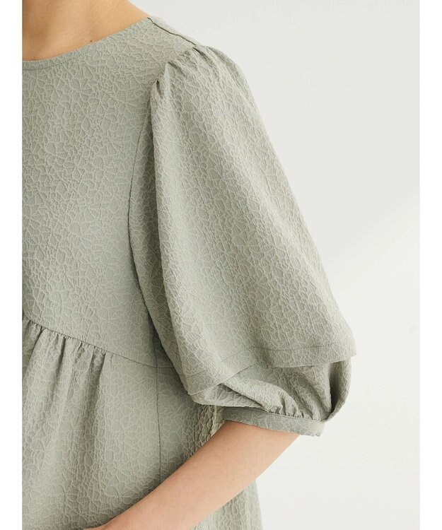 Green Parks ジャガードペプラムブラウス Light Khaki