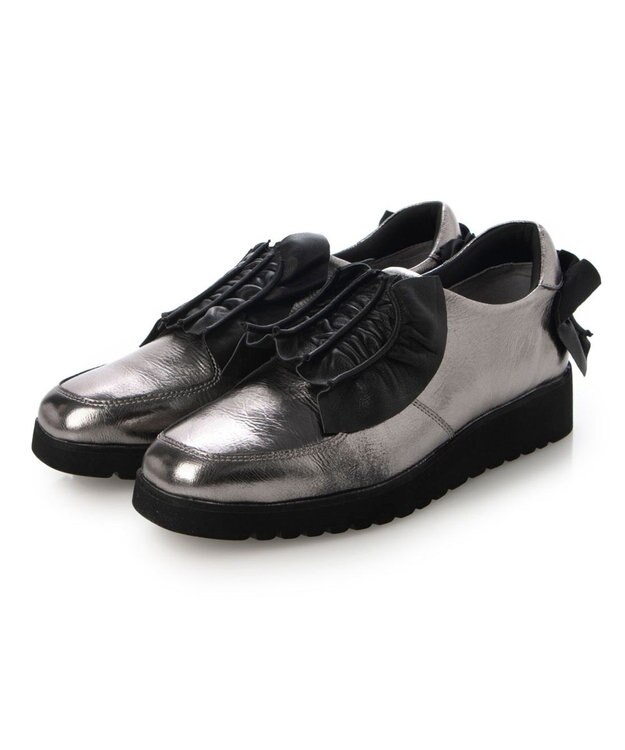 MODE ET JACOMO <D'ICI>シャーリングモチーフデザインスニーカー グレーメタリック