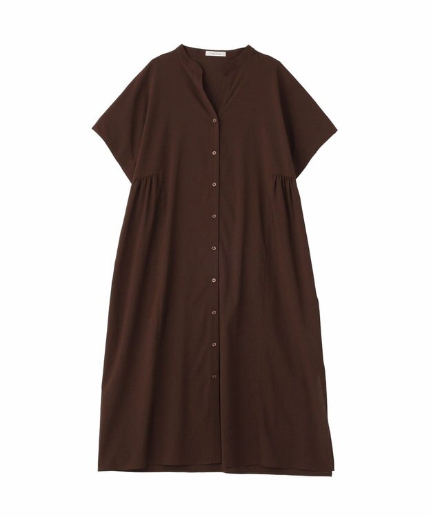 Green Parks 半袖シアースキッパーシャツワンピース Brown