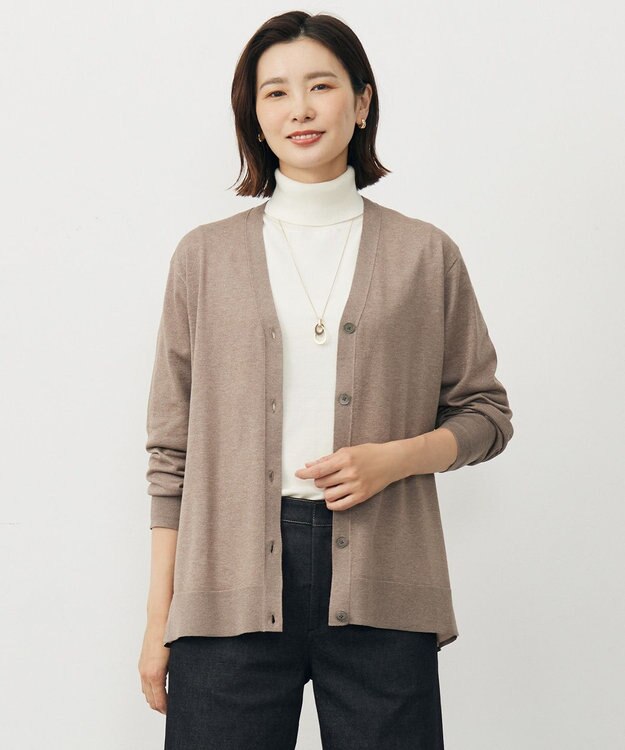 J.PRESS LADIES L Vis/Peスパーク ニット カーディガン モカ系