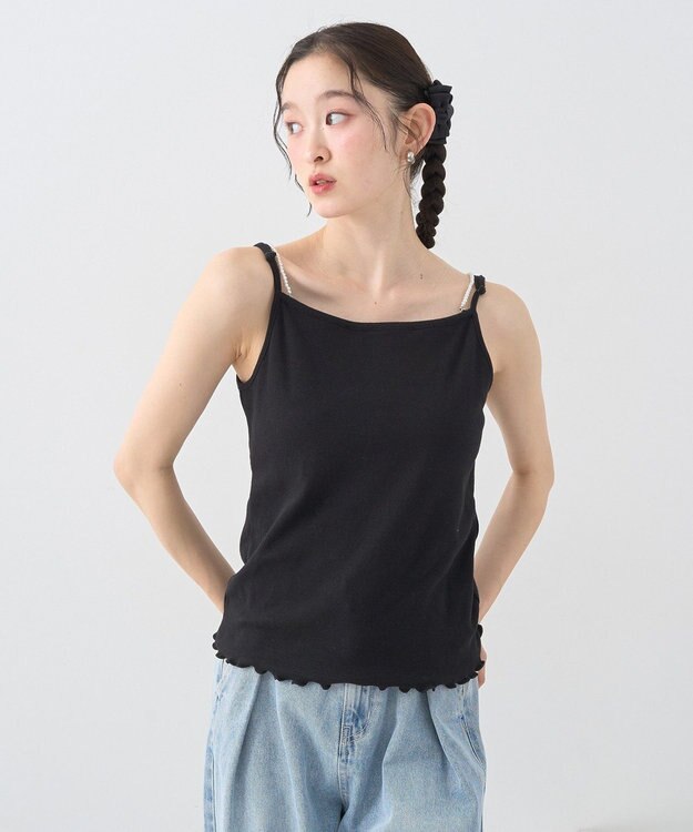 earth music&ecology パールストラップキャミソール Black