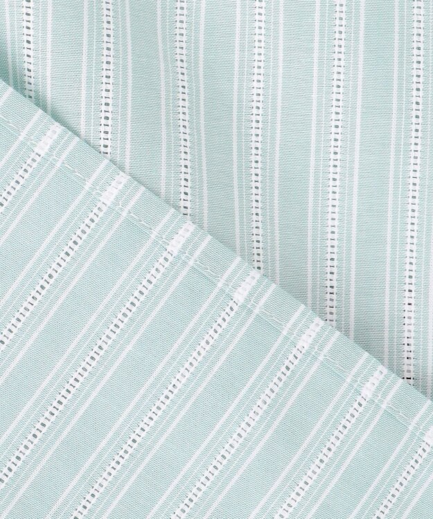 J.PRESS LADIES 【洗える】BEZ 空羽ストライプ クルーネック ブラウス アクアグリーン系