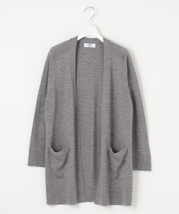 J.PRESS LADIES S 【洗える】KNIT BASIC ロング カーディガン ライトグレー系