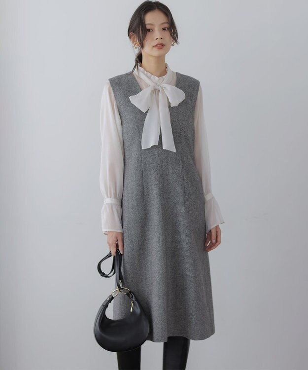 組曲 シックツイードジャンパー ワンピース ブラック系