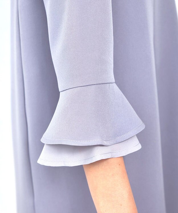 Tiaclasse 【洗える】ビジュー付きフレア袖チュニックブラウス ブルー