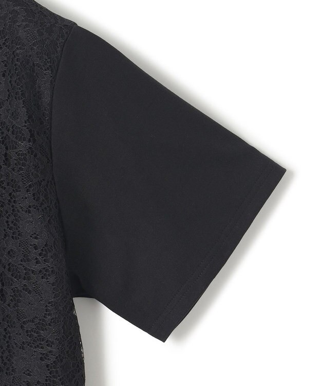 ICB 【洗える】レースコンビジャージー プルオーバー ブラック系